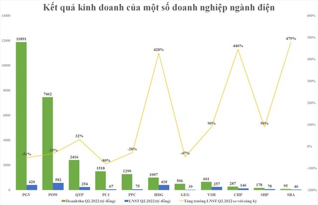 
Kết quả kinh doanh của một số doanh nghiệp ngành điện
