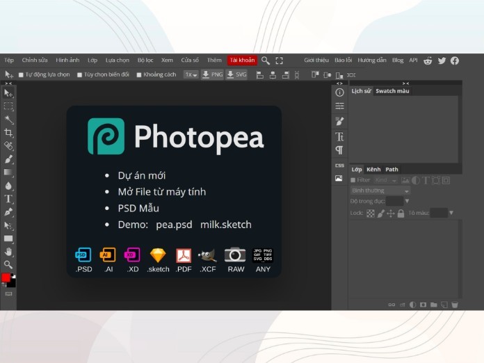 Photopea cũng là một lựa chọn phù hợp dành cho PSD