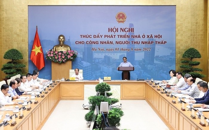 
Thủ tướng Phạm Minh Chính chủ trì Hội nghị thúc đẩy phát triển nhà ở xã hội cho công nhân, người thu nhập thấp. Ảnh Báo Chính phủ.
