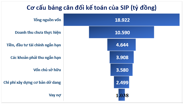 
Cơ cấu bảng cân đối kế toán của SIP. Đơn vị tính: Tỷ đồng
