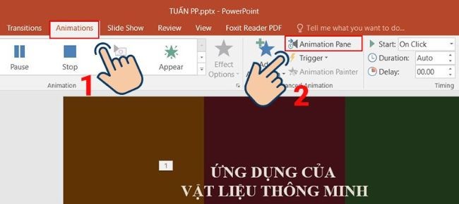 
Chọn mục Animations -&gt; Animations Pane.
