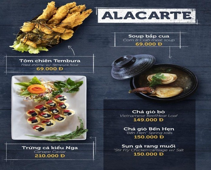 
Mẫu thực đơn A la carte
