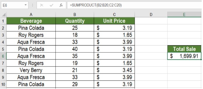 
Mô phỏng cách tính trọng số bằng hàm SUMPRODUCT
