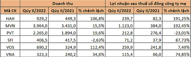 
Kết quả kinh doanh của các công ty vận tải biển
