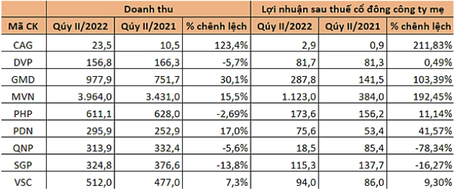 
Kết quả kinh doanh của các công ty cảng biển
