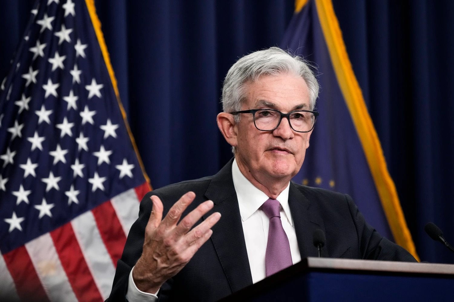 
Chủ tịch Fed Jerome Powell phát biểu trong họp báo sau cuộc họp định kỳ tháng 7 vừa qua. Ảnh: Getty Images.
