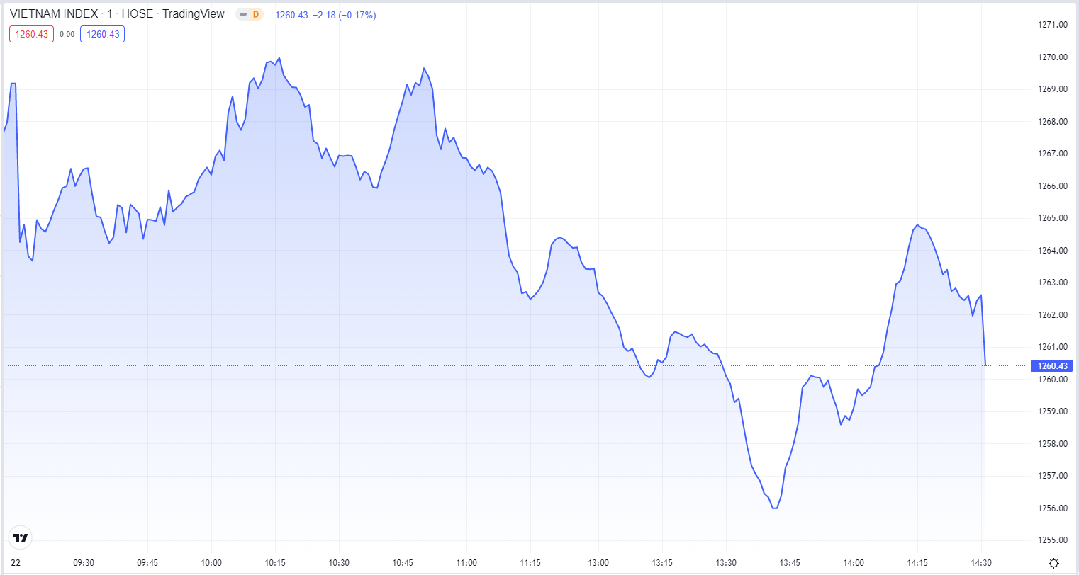 
Diễn biến chỉ số VN-Index phiên hôm nay 22/8. Nguồn TradingView
