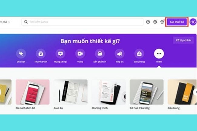 Tạo thiết kế ở góc trên cùng bên phải