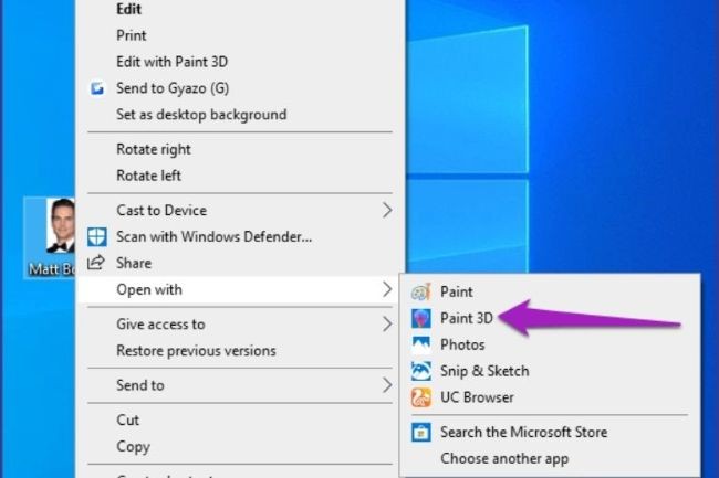 Chọn Open with > Paint 3D