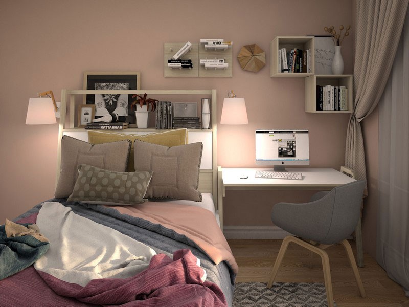 
Ảnh 1: Trang trí phòng ngủ với diện tích nhỏ có thể làm việc
