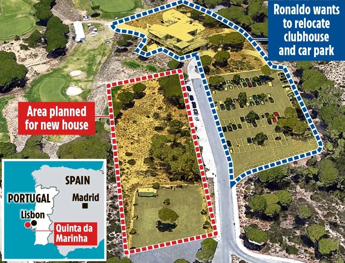 
Khu đất dự kiến xây dinh thự 20 triệu đô của Ronaldo, bên cạnh là sân golf anh sắp mua để… phá bỏ
