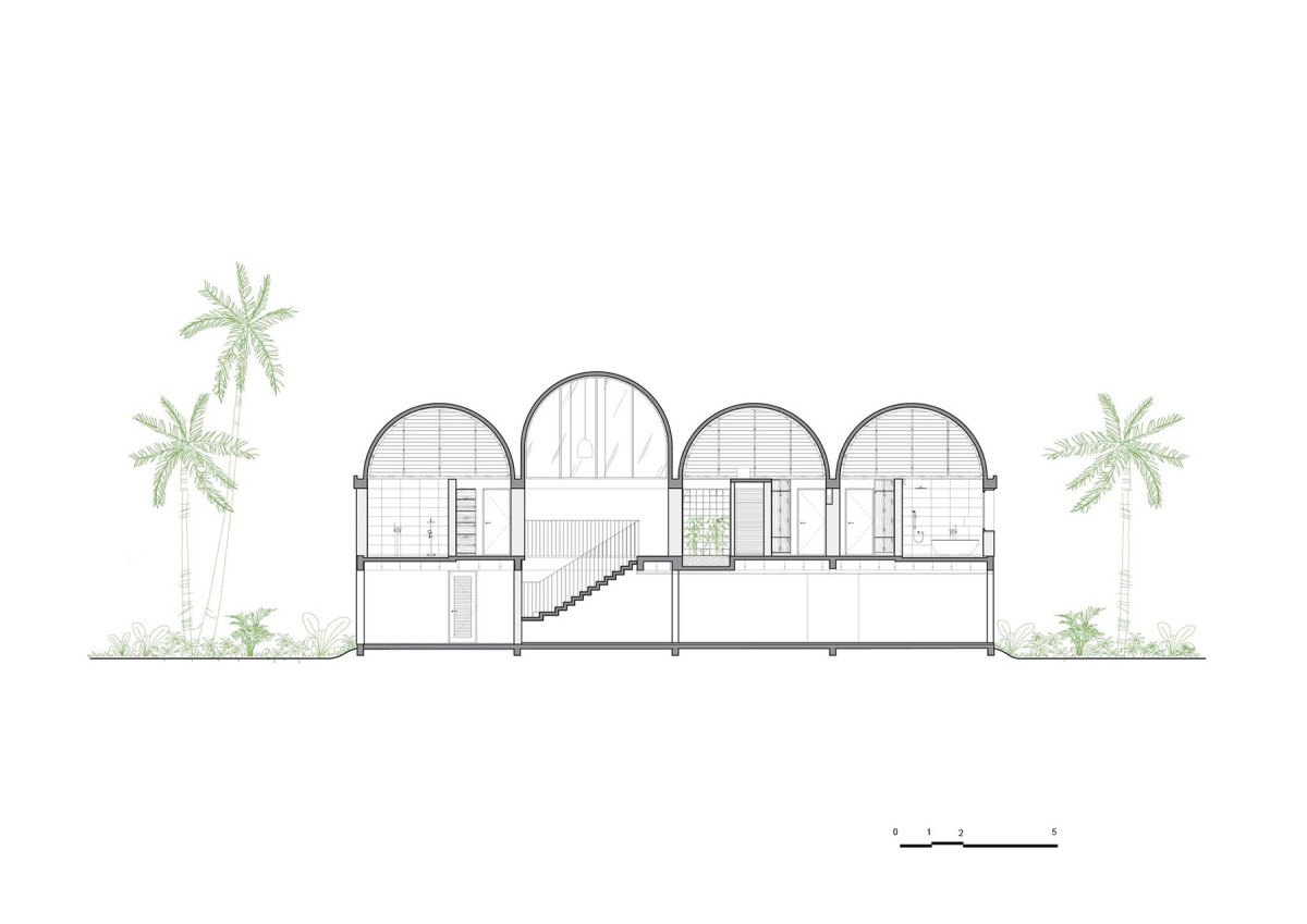
Sơ đồ thiết kế 4 mái vòm của công trình
