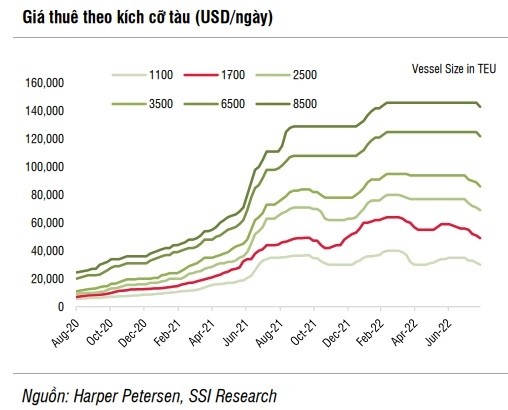 
Giá thuê theo kích cỡ tàu. Nguồn ảnh: SSI Reasearch, Harper Petersen
