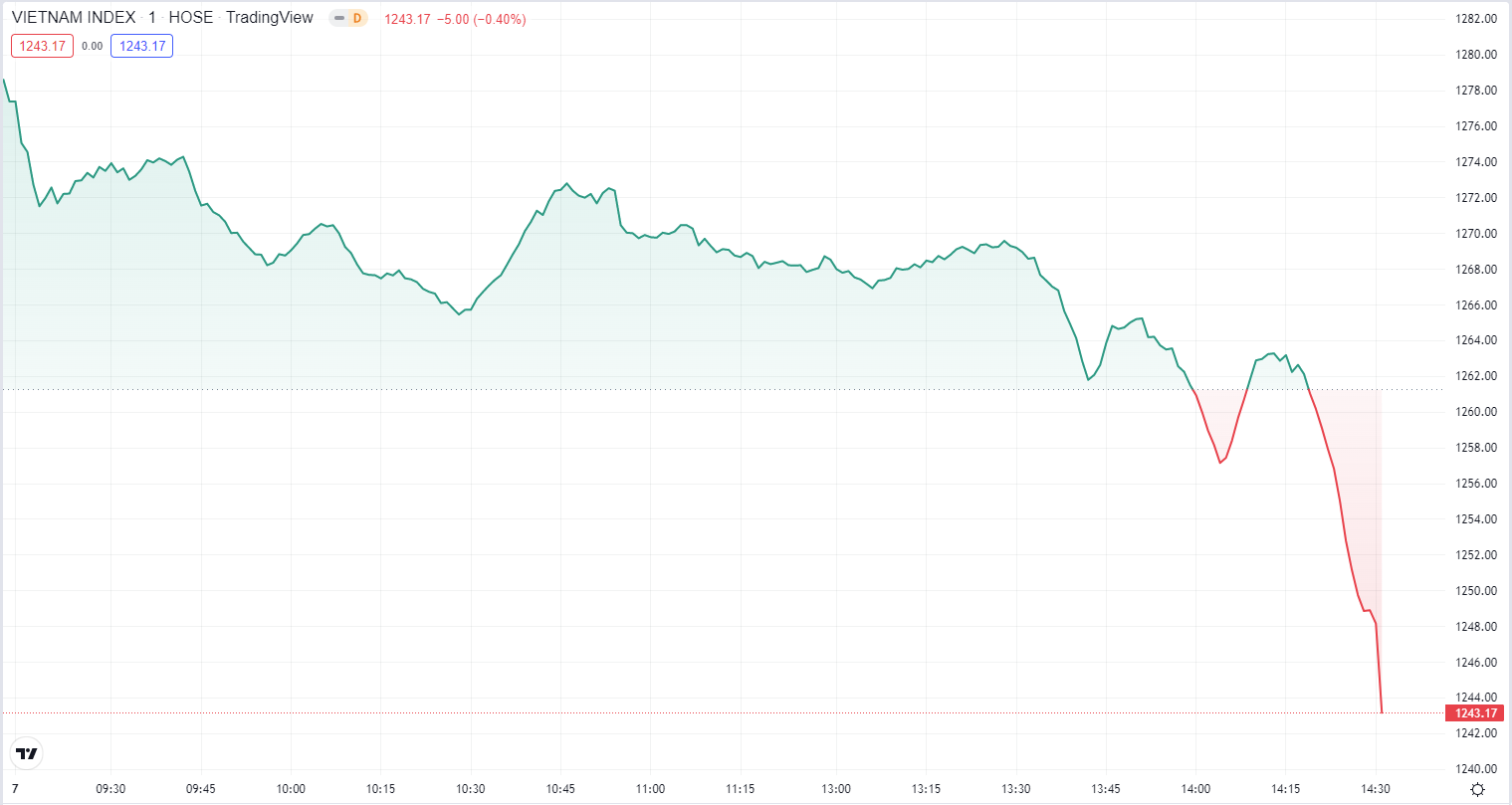 
Diễn biến chỉ số VN-Index phiên hôm nay 7/9. Nguồn TradingView
