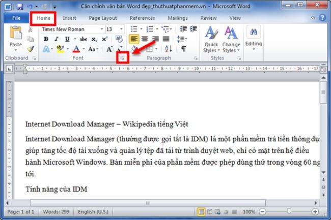 
Chỉnh sửa font chữ trong Word
