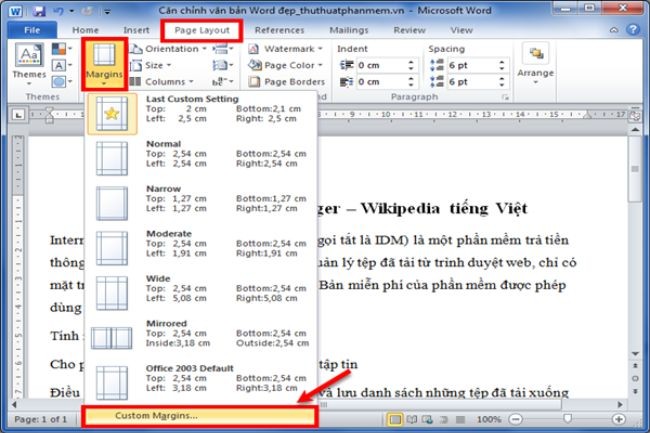 
Cách căn lề văn bản trong Word

