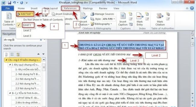 
Hướng dẫn cách làm mục lục tự động trong Word 2003

