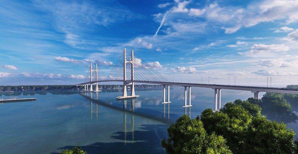 
Phối cảnh dự án cầu Rạch Miễu 2 kết nối Tiền Giang và Bến Tre.
