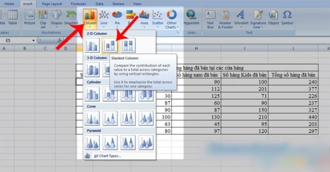 Cách vẽ biểu đồ cột trong Word, Excel 2010, 2013, 2016 đơn giản - ảnh 7