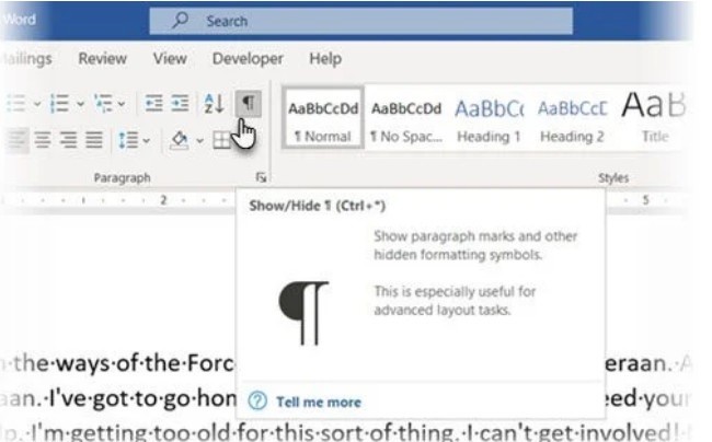 Loại bỏ ngắt trang (page break) bằng tính năng Delete