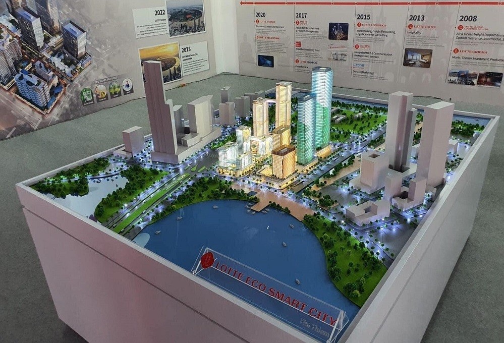 
Mô hình dự án Lotte Eco Smart City Thủ Thiêm.
