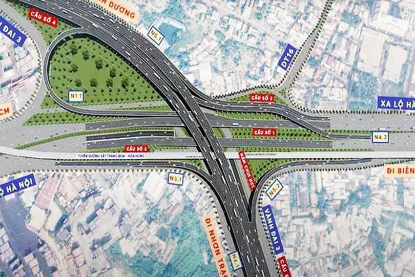
Nút giao thông Tân Vạn trong dự án đường Vành đai 3 TP Hồ Chí Minh.

