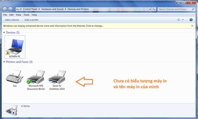 Kiểm tra danh sách thiết bị Máy in & Máy quét