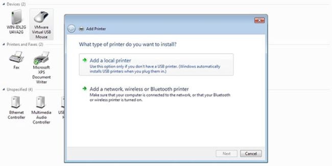 Chọn mục Thêm máy in hoặc máy quét