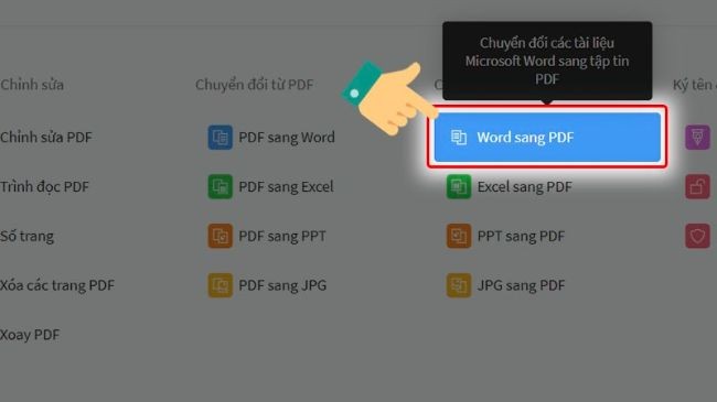 
Chọn vào mục Word sang PDF
