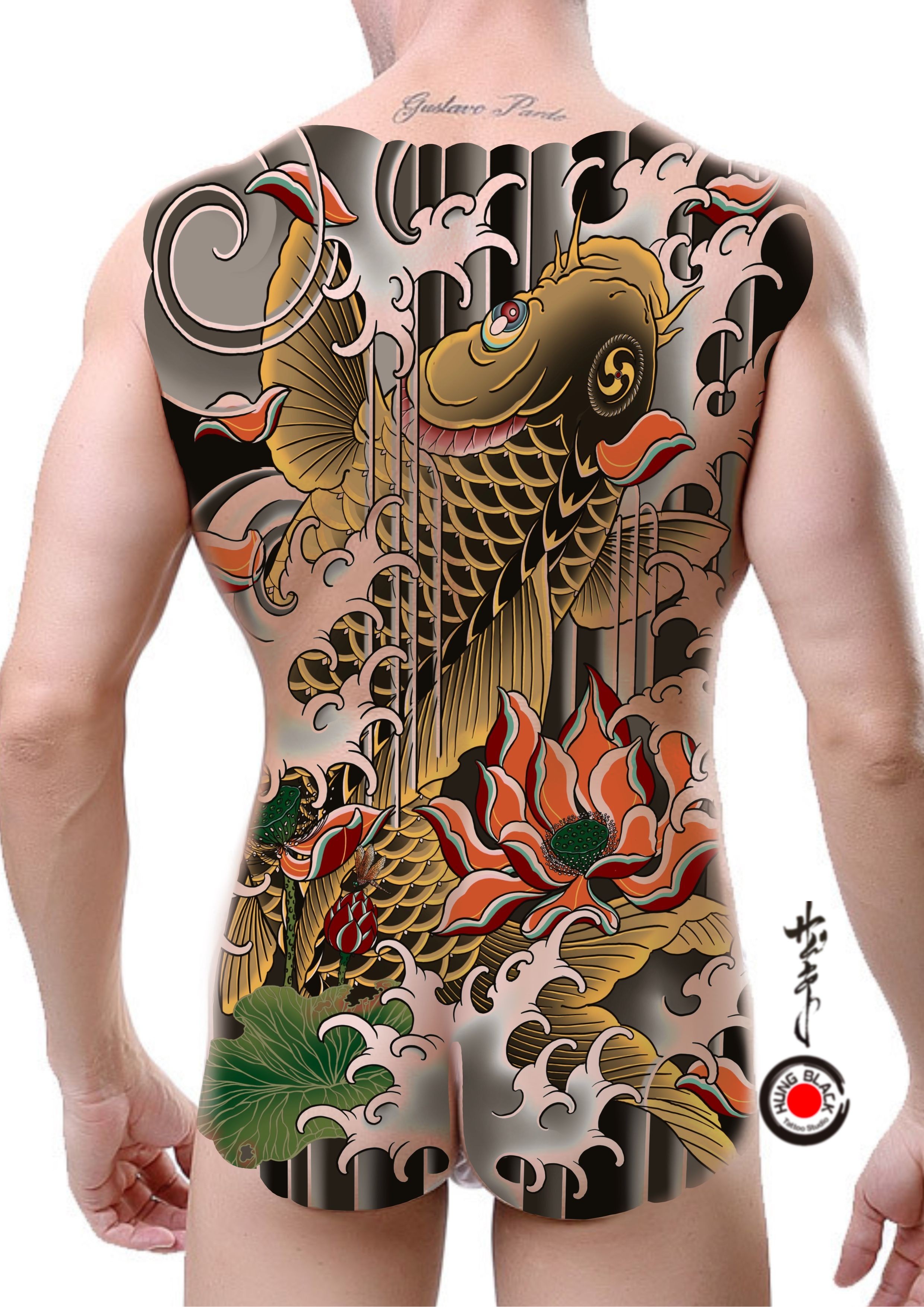 
Hình xăm cá chép bít lưng vượt mọi chông gai ( ảnh sưu tầm )
