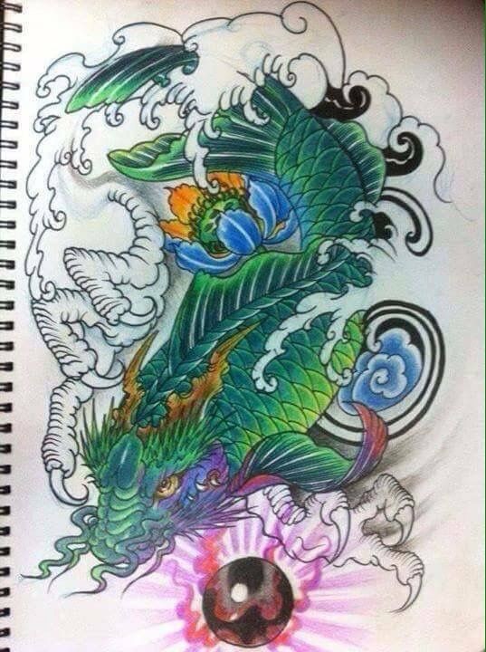
Hình xăm cá chép hóa rồng thể hiện sự lãnh đạo ( ảnh sưu tầm )
