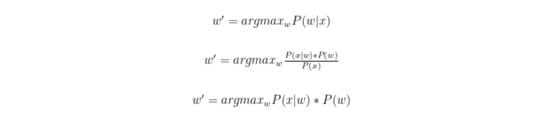 
Quy tắc Bayes để xác định xác suất của w' cho y
