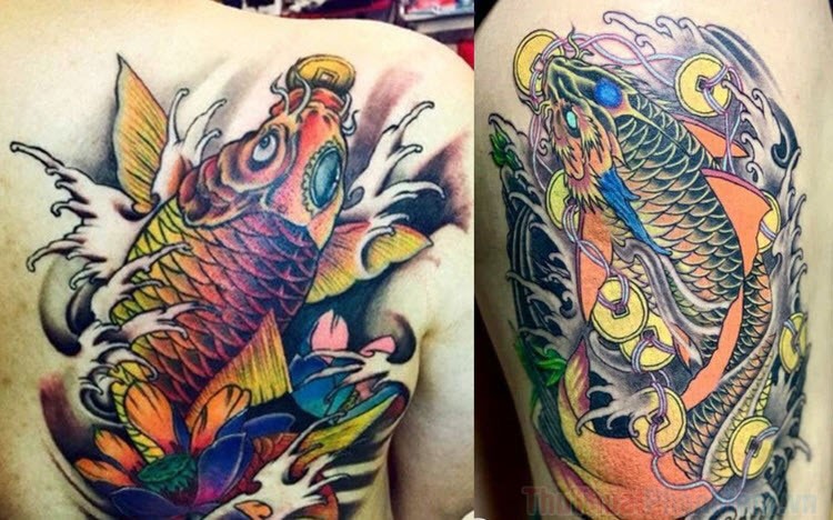 
Hình xăm cá chép ngậm đồng tiền (ảnh sưu tầm)
