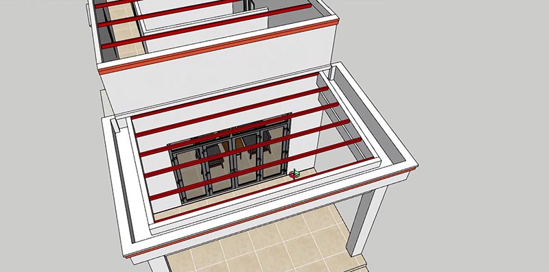 
Phần tôn phía sau được lợp bằng tôn để tiết kiệm chi phí
