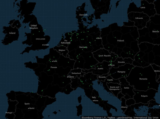 
Những cơ sở lưu trữ khí đốt dưới lòng đất của Châu Âu
