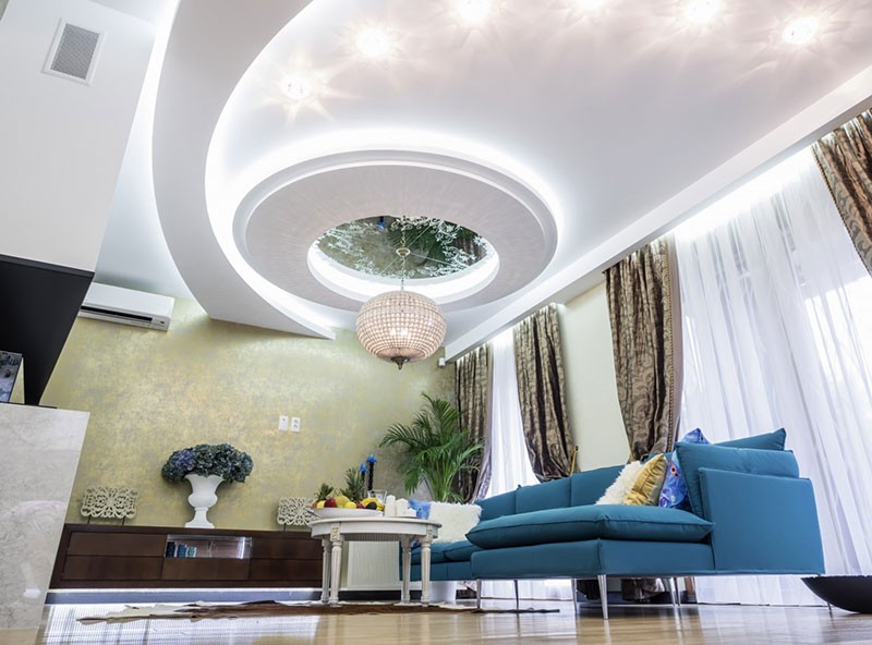 Mẫu trần thạch cao giật cấp cho phòng khách nhỏ