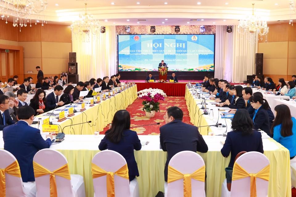 
Hội nghị đánh giá việc thực hiện quy chế về mối quan hệ công tác giữa Chính phủ và Tổng Liên đoàn Lao động Việt Nam ngày 1.2.2023
