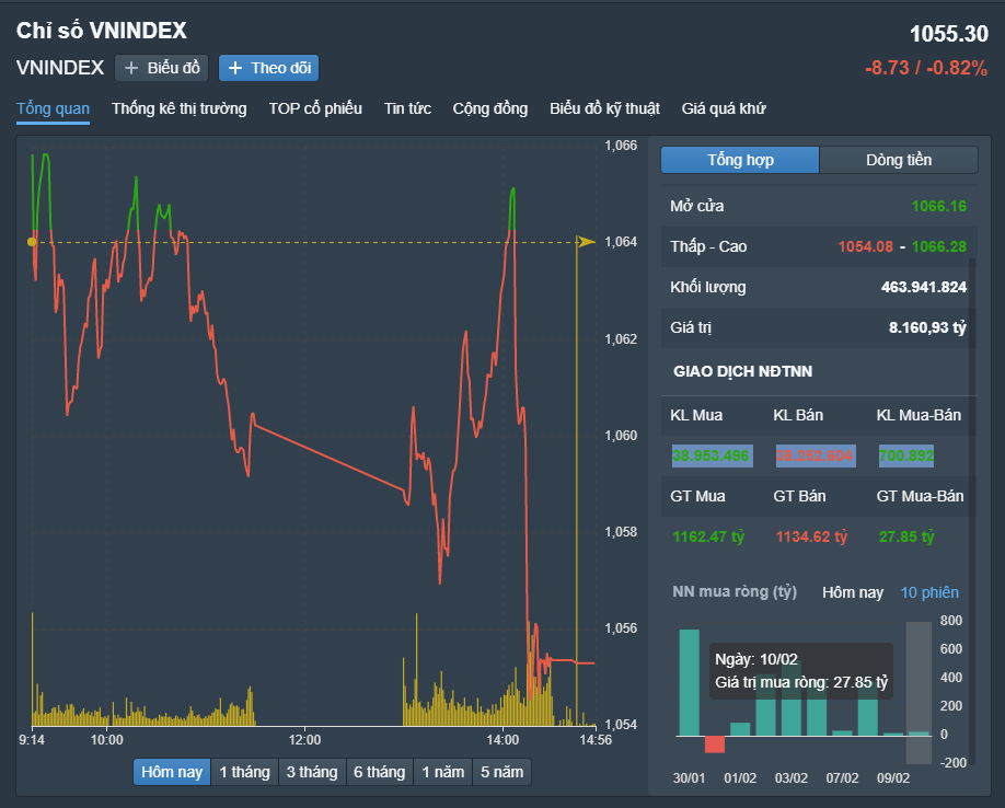 Thị trường chứng khoán hôm nay 10/2: Hơn 300 mã chìm trong sắc đỏ, VN-Index giảm phiên thứ hai liên tiếp - ảnh 1