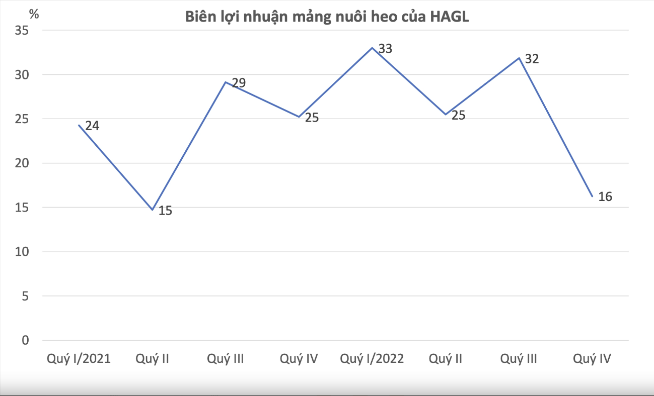 
Nếu so sánh với mức trung bình khoảng 10% của nhiều ông lớn trong ngành, con số 24% biên lợi nhuận mảng nuôi heo của HAGL được coi là khá cao. Nguồn: BCTC của HAGL
