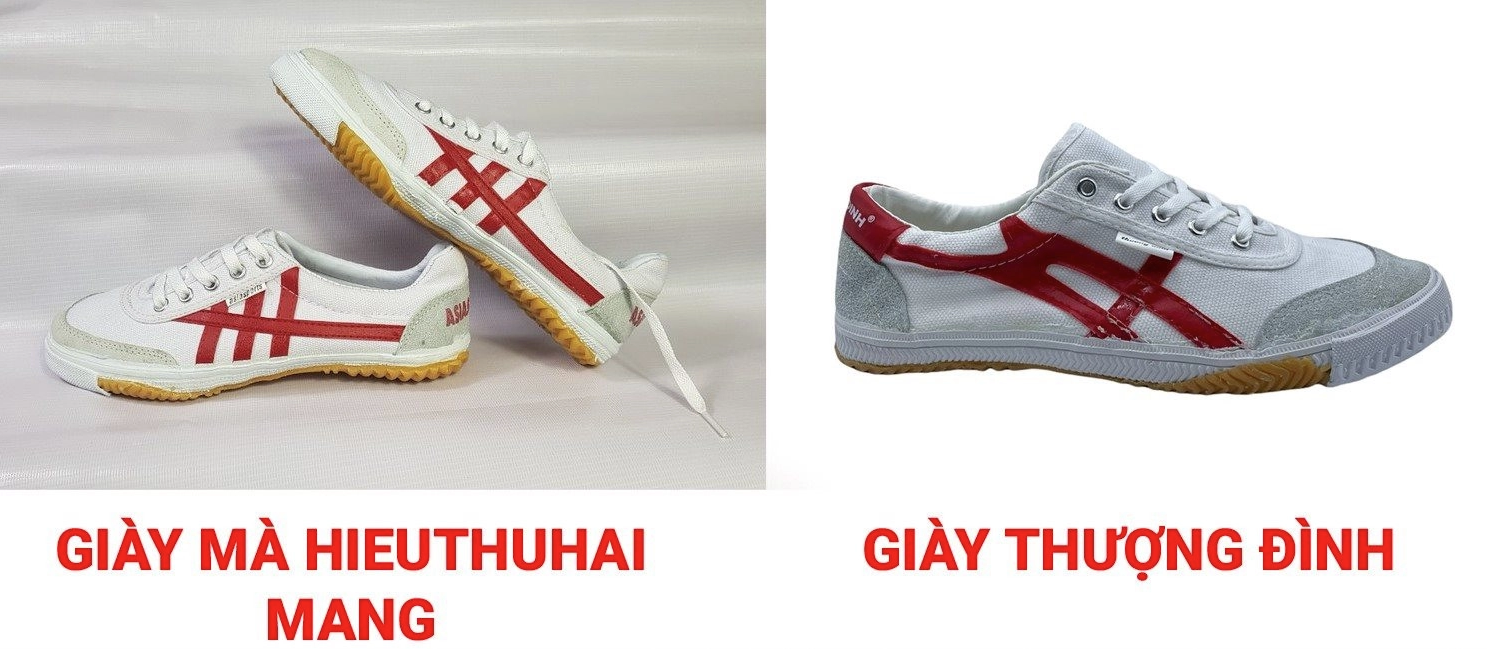 
Chuyện nhầm lẫn là điều dễ hiểu bởi cả 2 mẫu giày này đều có kiểu dáng, màu trắng cùng với sọc đỏ khá tương đồng
