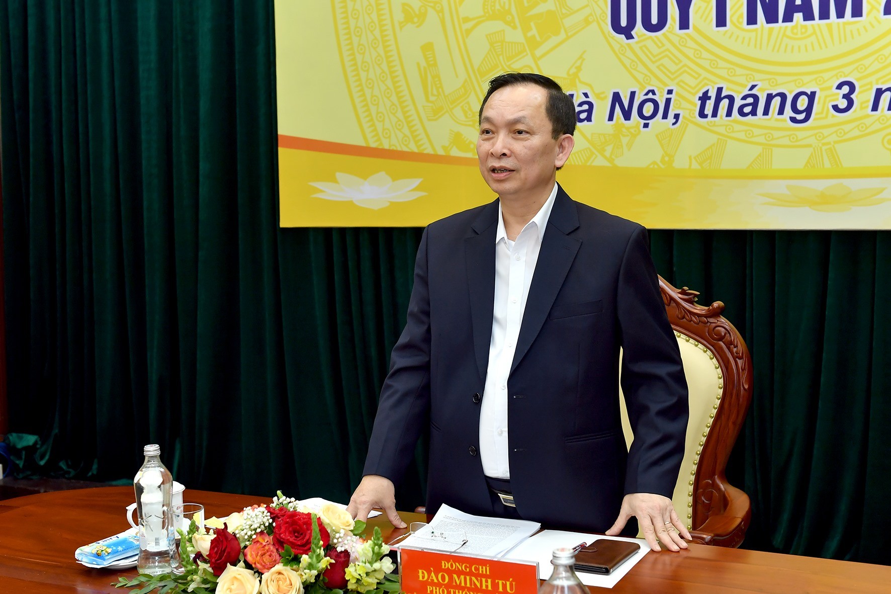 
Ông Đào Minh Tú, Phó Thống đốc Ngân hàng Nhà nước phát biểu tại họp báo.

