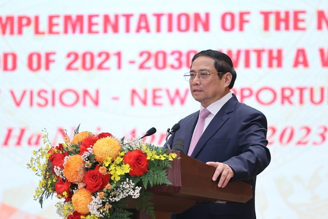 
Thủ tướng Phạm Minh Chính nêu rõ: Quy hoạch tổng thể quốc gia có ý nghĩa rất quan trọng và được xây dựng dựa trên Định hướng QHTTQG đã được Hội nghị lần thứ 6 Ban chấp hành Trung ương khóa XIII thông qua tại Kết luận số 45-KL/TW ngày 17/11/2022 - Ảnh: VGP/Nhật Bắc
