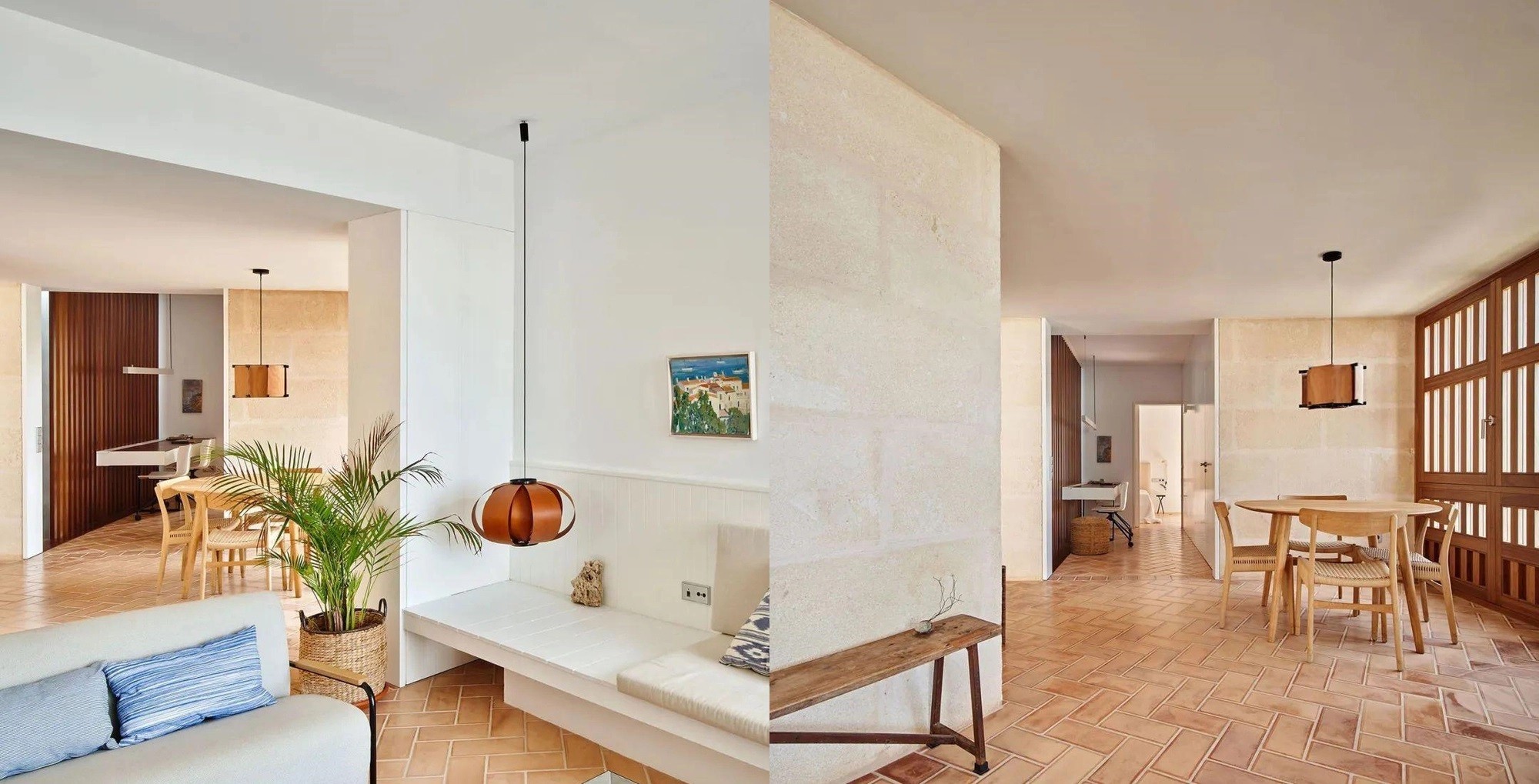 
Phòng khách được gia chủ lựa chọn lát nền gạch đỏ, chọn đồ nội thất cơ bản cùng với tường sơn màu trắng. Nhờ đó, căn phòng mang lại cảm giác thanh lịch và sạch sẽ.
