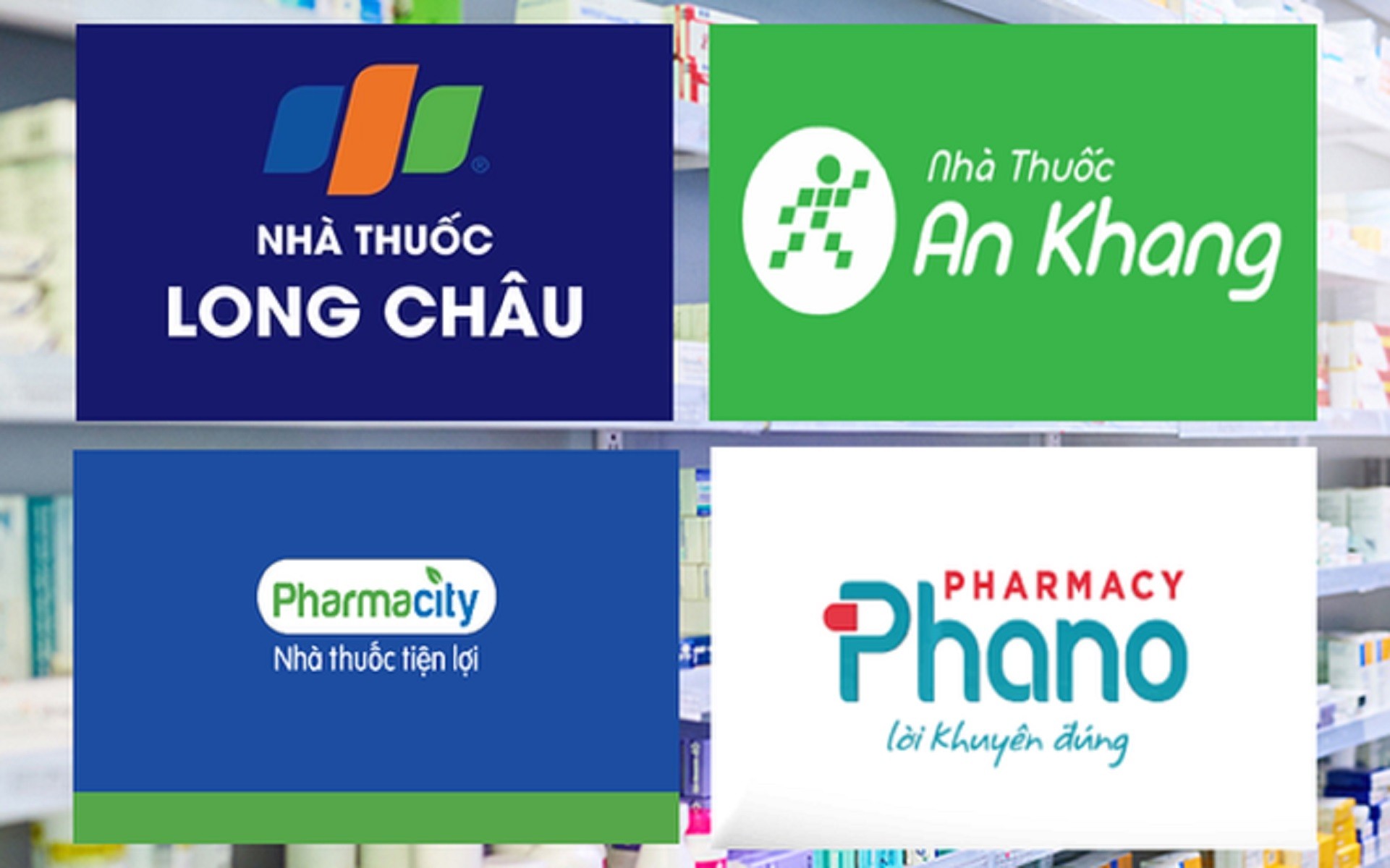 

Thị trường bán lẻ dược phẩm cũng đang cạnh tranh quyết liệt với nhiều tên tuổi lớn điển hình như Long Châu, Pharmacity, An Khang và Phano
