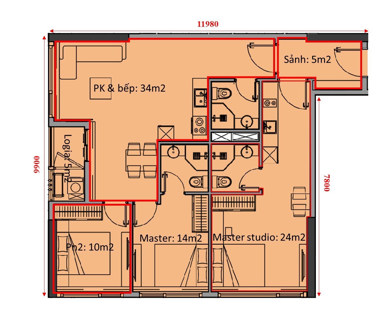 Dualkey - căn hộ 2 ngủ + 1 studio hot nhất dự án Sun Ponte giá chỉ từ 55 triệu/m2-01