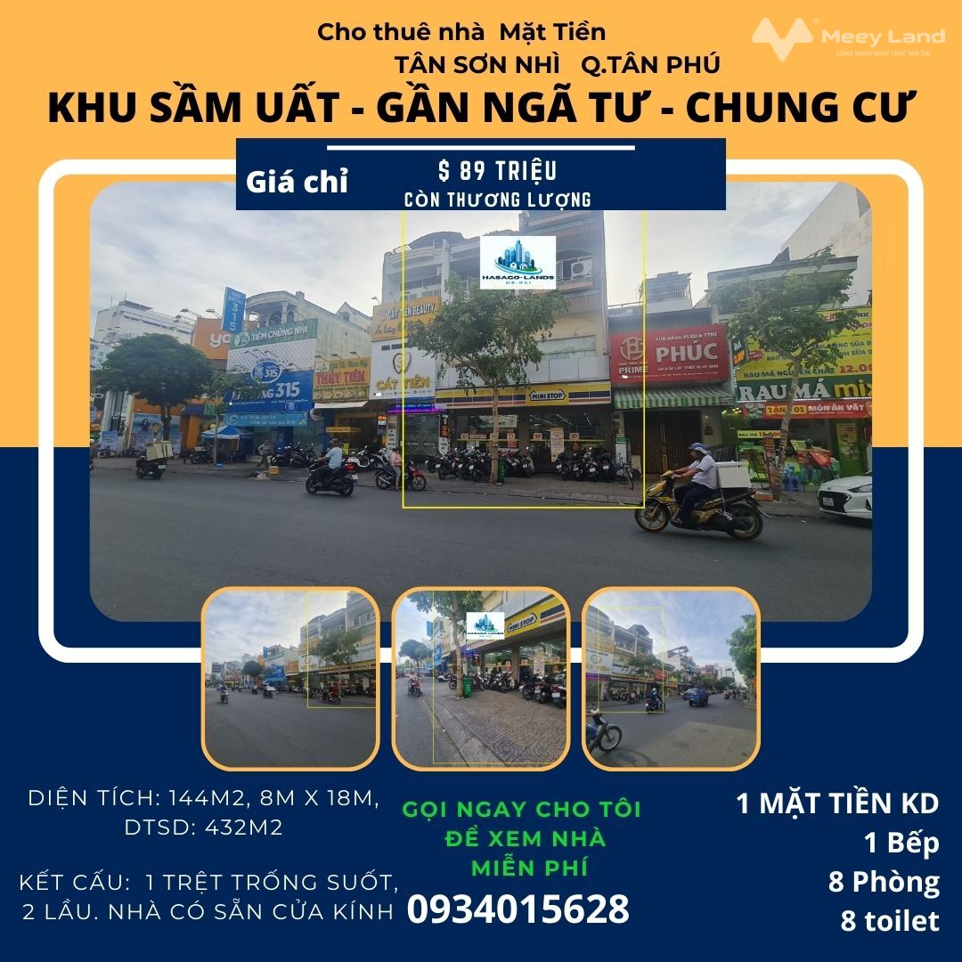 Cho thuê nhà mặt tiền Tân Sơn Nhì, 144m2, 2 lầu-01