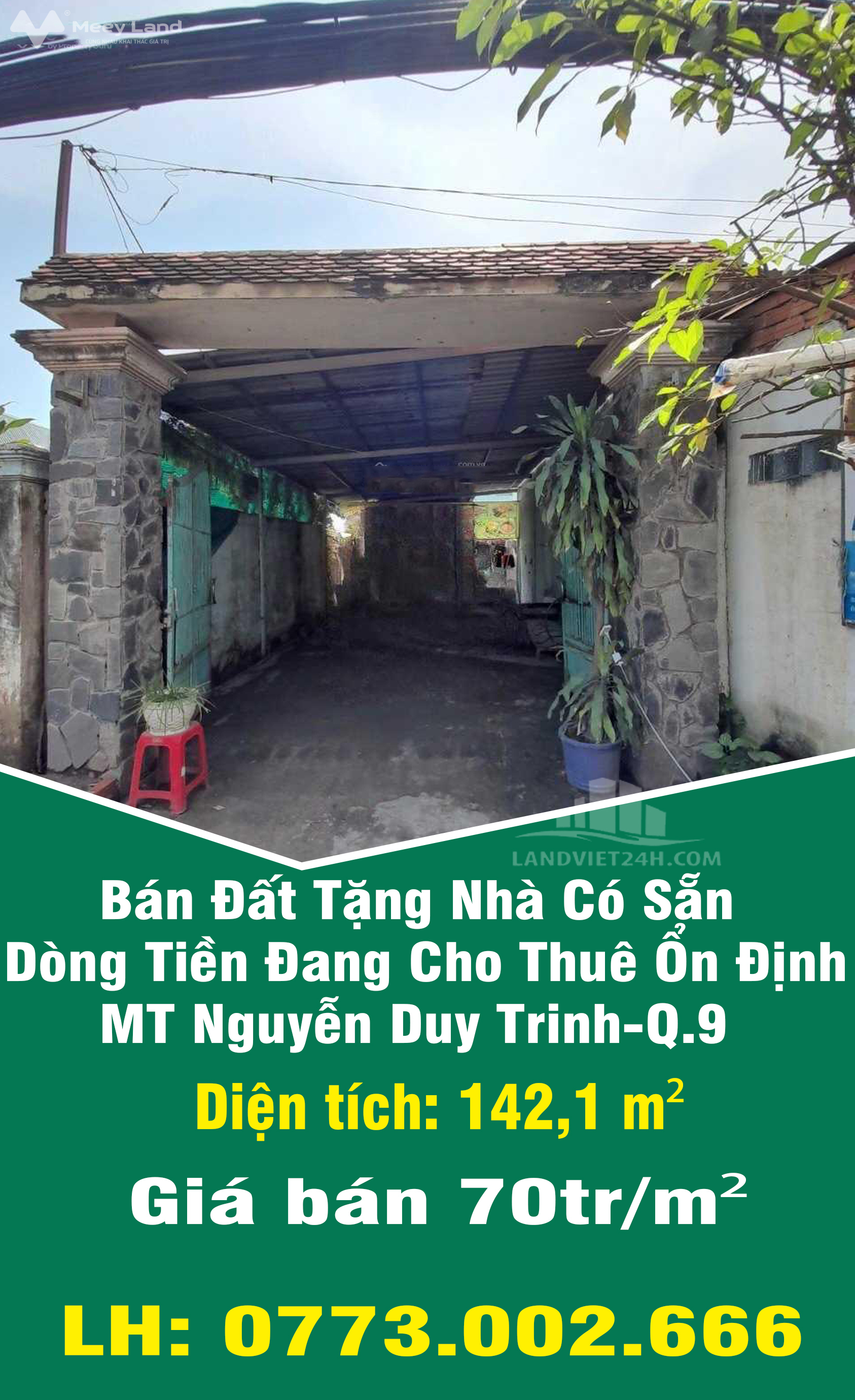 Chính chủ bán đất tặng nhà, có sẵn dòng tiền đang cho thuê ổn định mặt tiền Nguyễn Duy Trinh, Quận 9-01