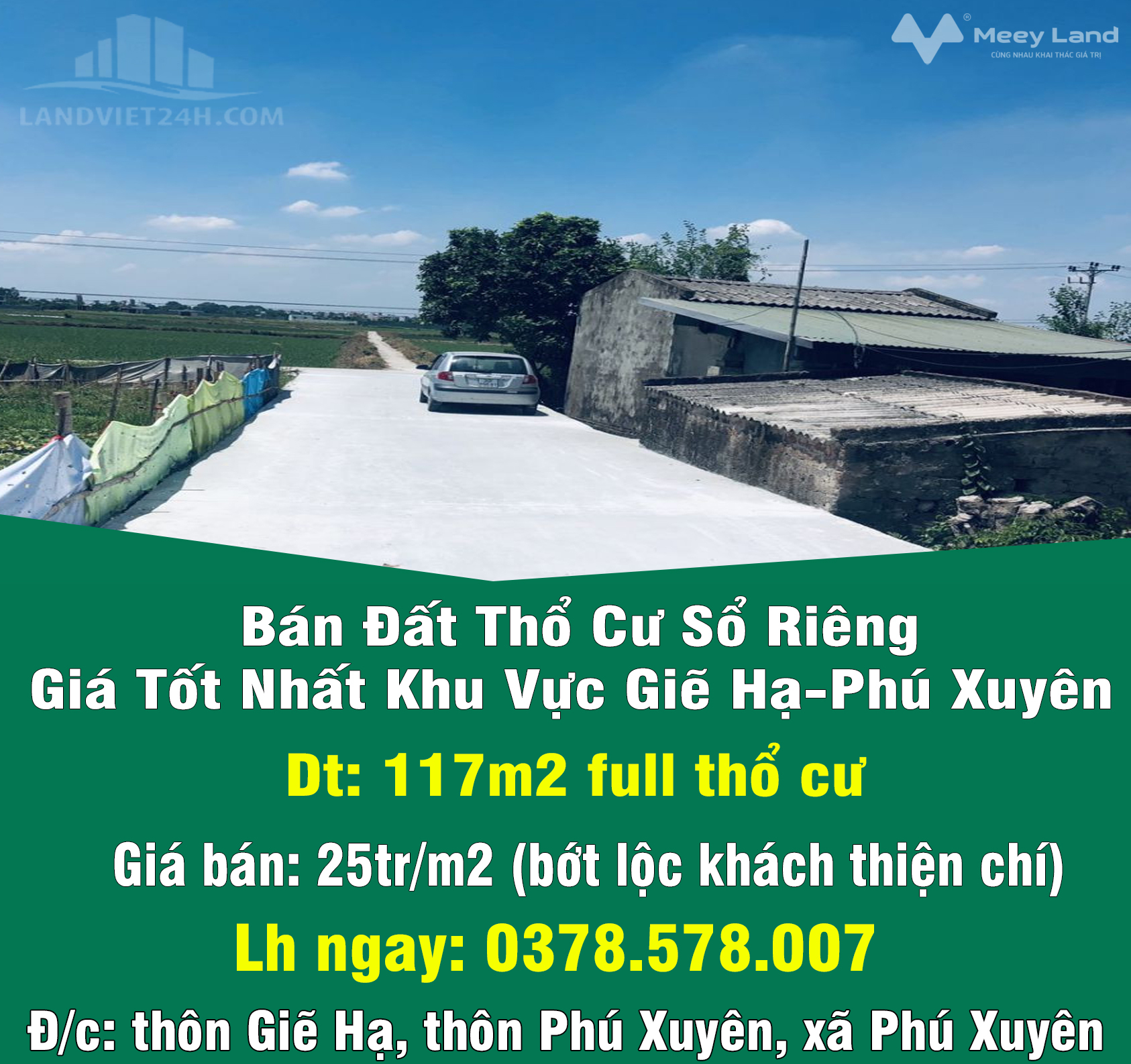 Chính chủ bán đất thổ cư sổ riêng giá tốt nhất khu vực Giẽ Hạ, Phú Xuyên-01