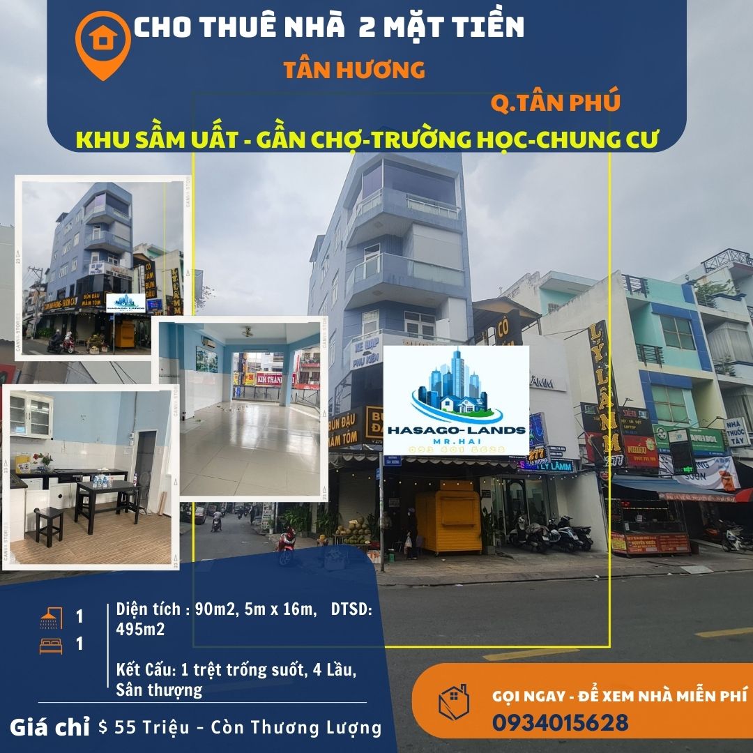 Cho thuê nhà 2 mặt tiền Tân Hương, 90m2, 4 lầu-01