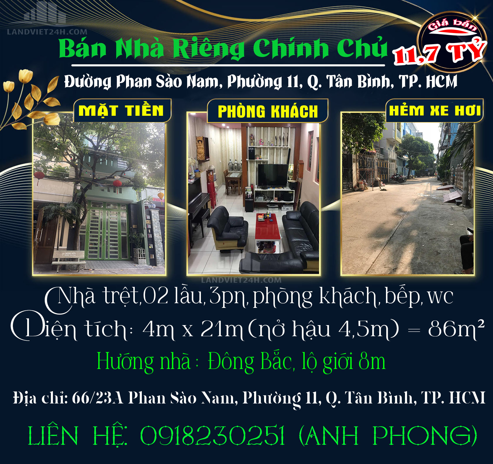 Bán nhà riêng, chính chủ, đường Phan Sào Nam, Phường 11, Tân Bình-01